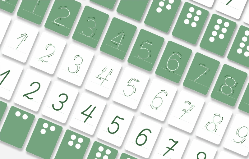 Мога да броя и пиша – Цифри 4 flash cards numbers