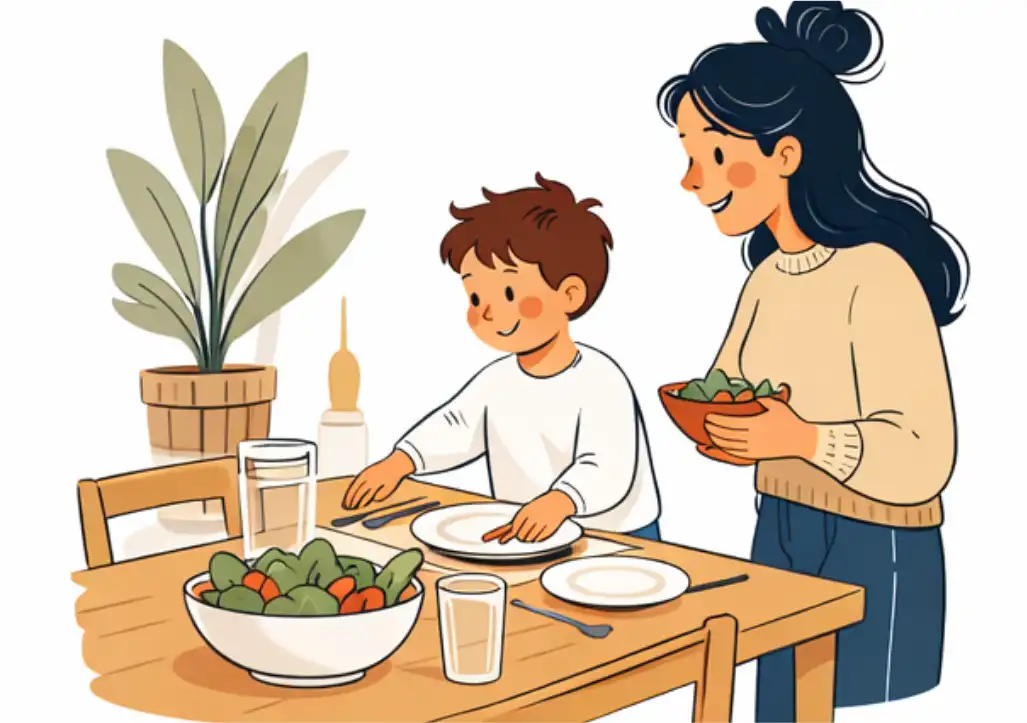 Защо „Браво“ невинаги изгражда увереност при децата? 2 kid and mom making breakfast